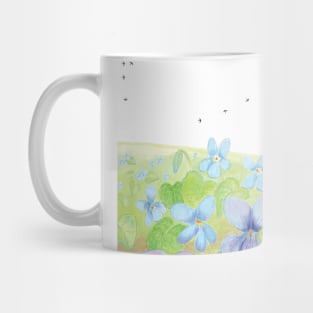 Wild Violet Hill & Swallows Illustration Mug